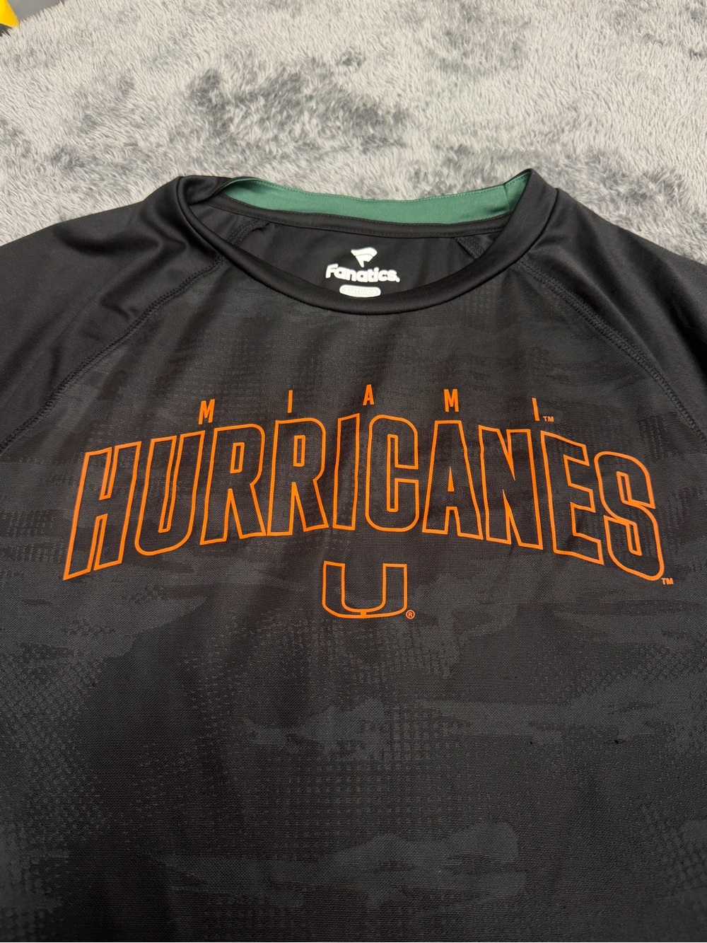 Fanatics Black Miami Hurricanes Short Sleeve Tee with Orange Logo